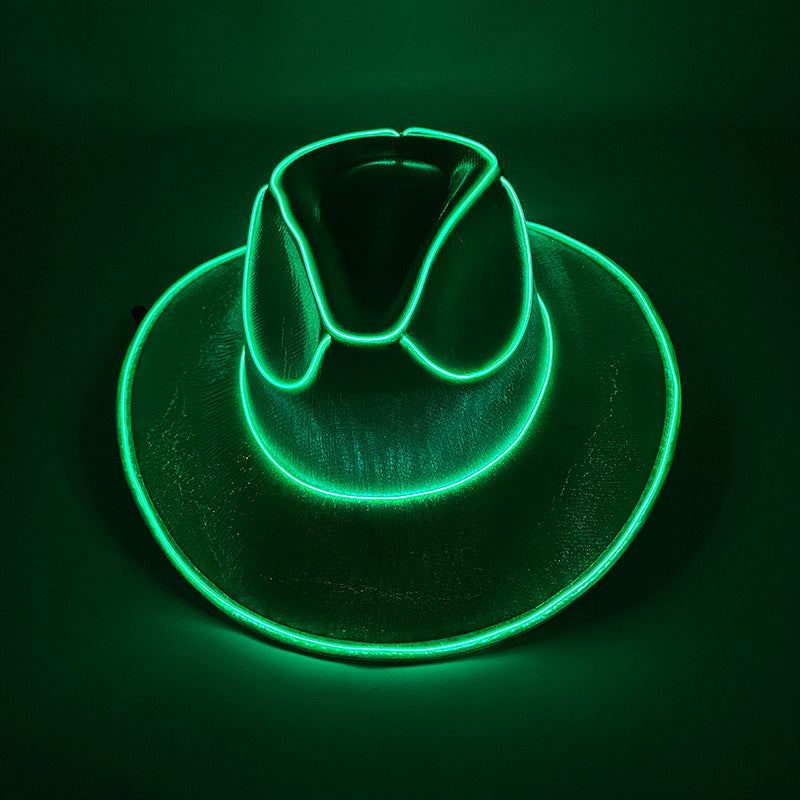 Sombrero intermitente de vaquero colorido fluorescente inalámbrico LED para fiesta de Carnaval de Halloween