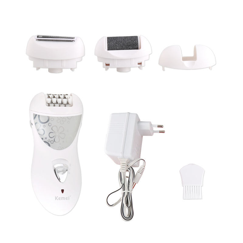 Kemei KM-505 multifuncional Lady Care Plucker Shaver dispositivo eléctrico de pulido de pies tres en uno