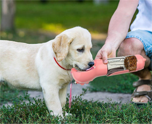 Botella de agua para mascotas, alimentador, bolsa de basura, almacenamiento, portátil, para viajes al aire libre, 3 en 1, botella de agua para perros