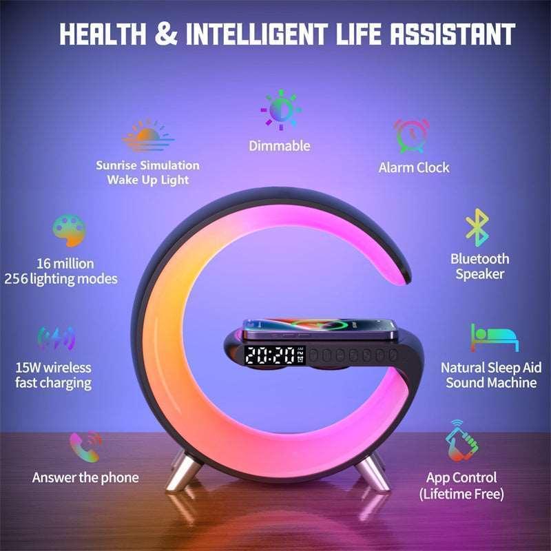 2023 New Intelligent LED Lamp Bluetooth Speake Wireless Charger Atmosphere Lamp App Control For Bedroom Home Decor Shopytta