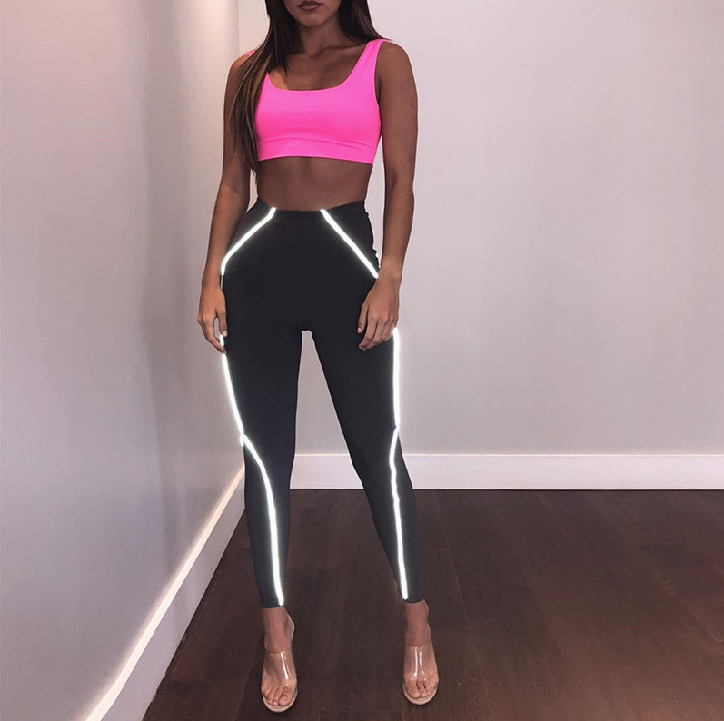 Leggings reflectantes de fitness para mujer con flash 