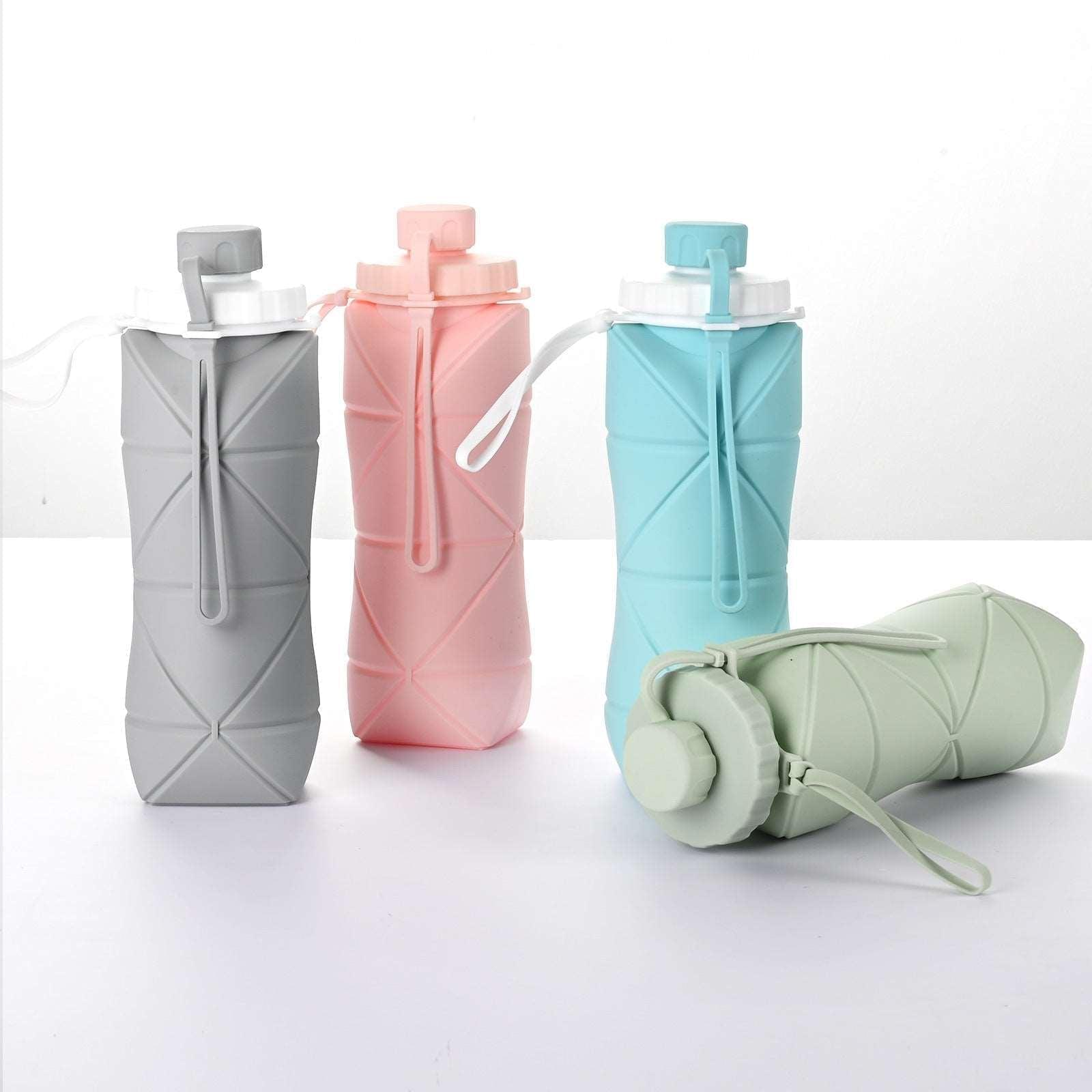 600ml Folding Silicone Water Bottle Sports Water Bottle Outdoor Travel Portable Water Cup Running Riding Camping Hiking Kettle Shopytta