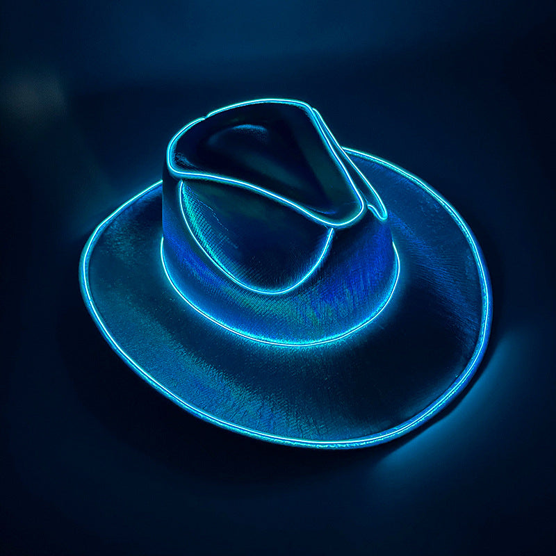 Sombrero intermitente de vaquero colorido fluorescente inalámbrico LED para fiesta de Carnaval de Halloween