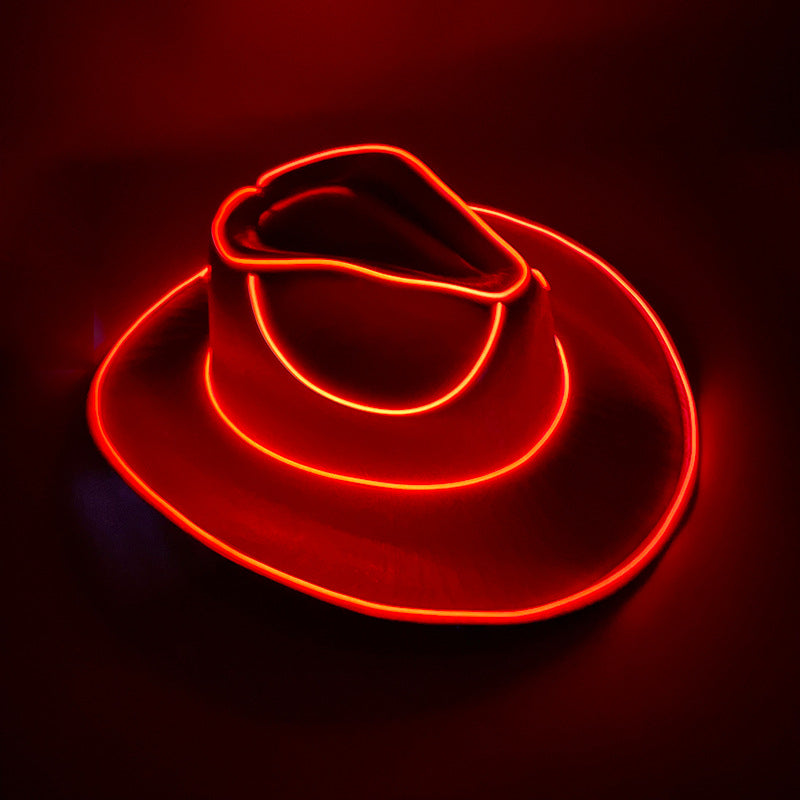 Halloween Carnival Party LED Wireless Fluorescent Colorful Cowboy Flashing Hat