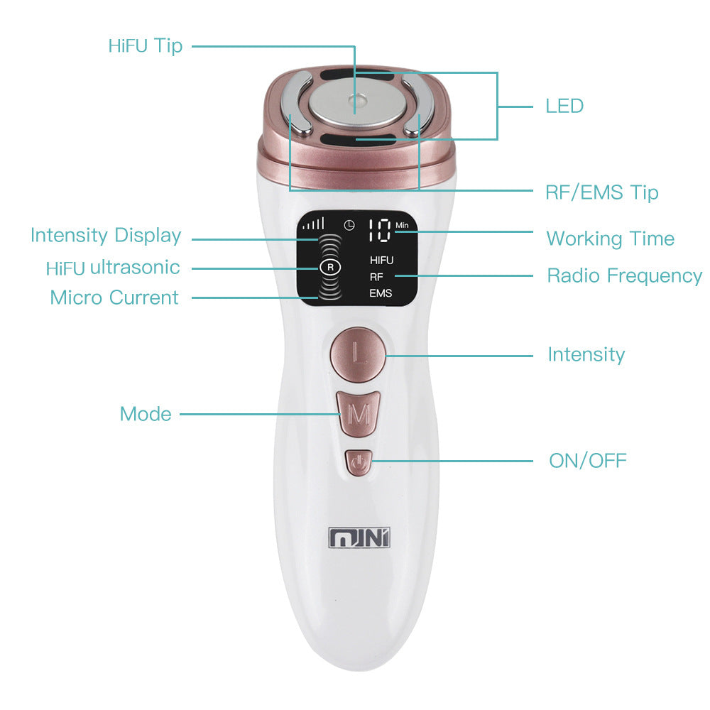 Instrumento de belleza de líneas de elevación y acariciamiento de pulso microeléctrico EMS de radiofrecuencia RF