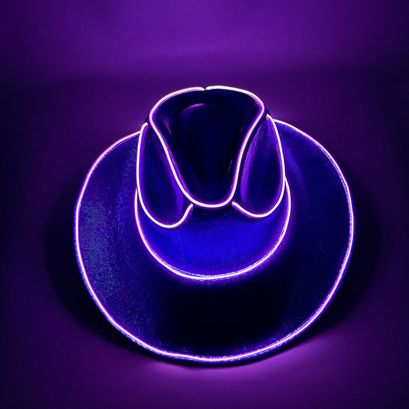 Sombrero intermitente de vaquero colorido fluorescente inalámbrico LED para fiesta de Carnaval de Halloween