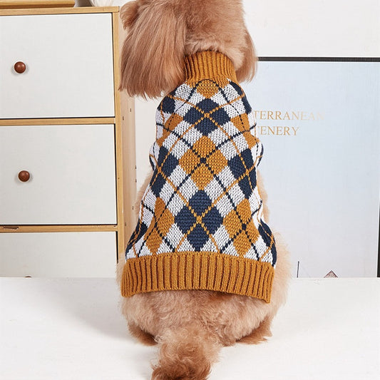 Thanksgiving Pet Clothes Lapel Retro Plaid Contrast Color