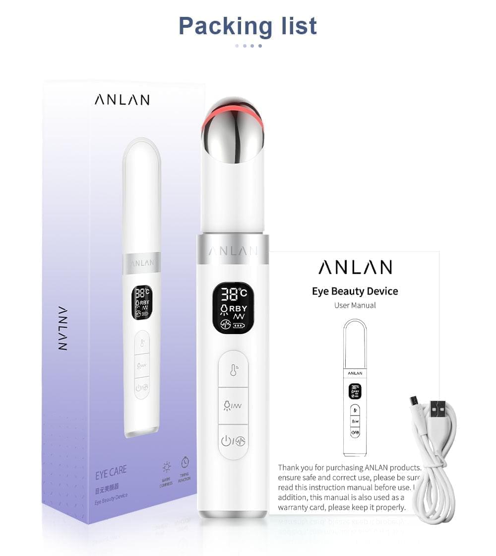 ANLAN EMS Electric Eye Massager Eye Skin Lift Anti Age Wrinkle Skin Care Tool Vibration 45℃ Hot Massage Relax Eyes Photo Therapy Shopytta