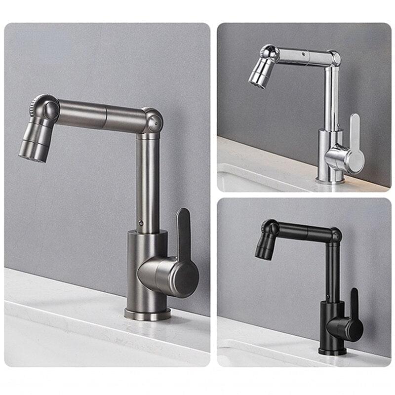 Bathroom Faucets Double Outlet Mode Tap Multifunctional 360 Rotation Sink Faucet Mechanical Arm Free Adjustment Water Mixer Shopytta