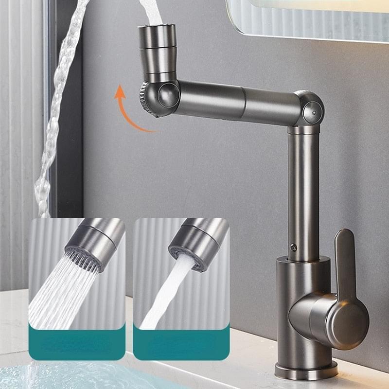 Bathroom Faucets Double Outlet Mode Tap Multifunctional 360 Rotation Sink Faucet Mechanical Arm Free Adjustment Water Mixer Shopytta