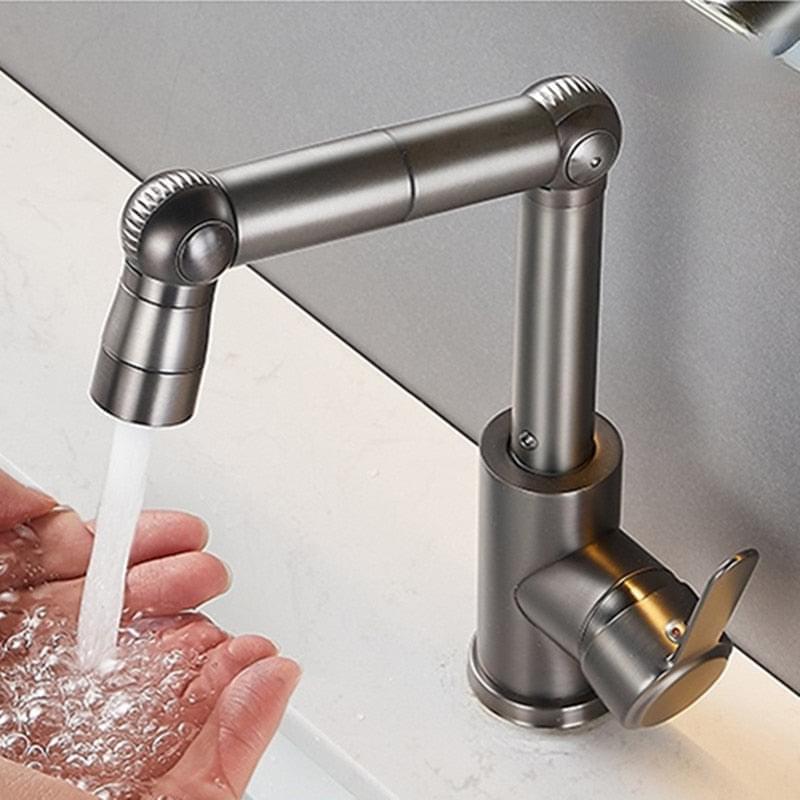 Bathroom Faucets Double Outlet Mode Tap Multifunctional 360 Rotation Sink Faucet Mechanical Arm Free Adjustment Water Mixer Shopytta