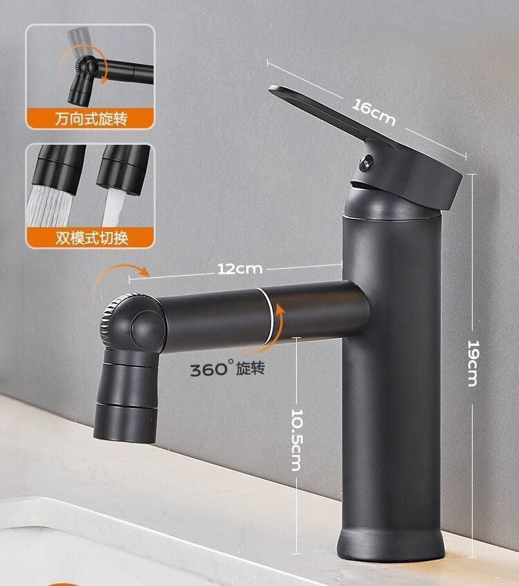 Bathroom Faucets Double Outlet Mode Tap Multifunctional 360 Rotation Sink Faucet Mechanical Arm Free Adjustment Water Mixer Shopytta