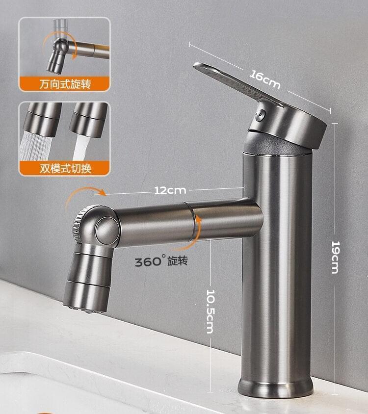 Bathroom Faucets Double Outlet Mode Tap Multifunctional 360 Rotation Sink Faucet Mechanical Arm Free Adjustment Water Mixer Shopytta