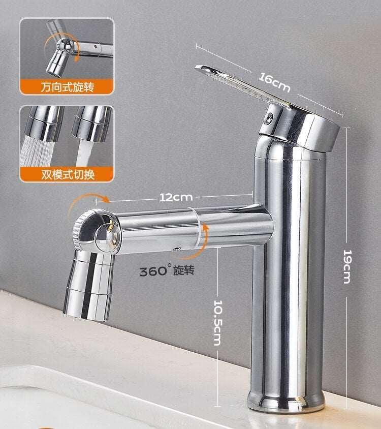 Bathroom Faucets Double Outlet Mode Tap Multifunctional 360 Rotation Sink Faucet Mechanical Arm Free Adjustment Water Mixer Shopytta