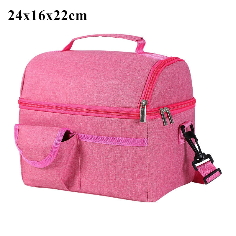 Double Layer Thermal Lunch Bag Large Capacity. Insulated Lunch Box for Women Men Kids Shopytta