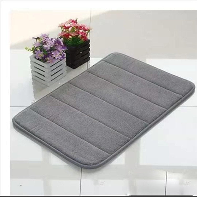 Home Bath Mat Coral Fleece Bathroom Carpet Water Absorption Non-slip Memory Foam Absorbent Washable Rug Toilet Floor Mat Shopytta