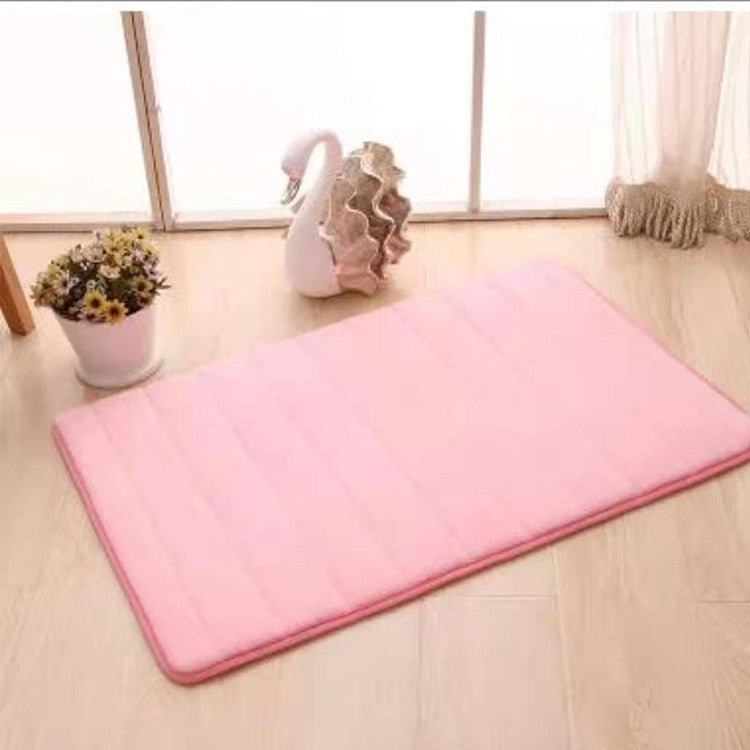 Home Bath Mat Coral Fleece Bathroom Carpet Water Absorption Non-slip Memory Foam Absorbent Washable Rug Toilet Floor Mat Shopytta