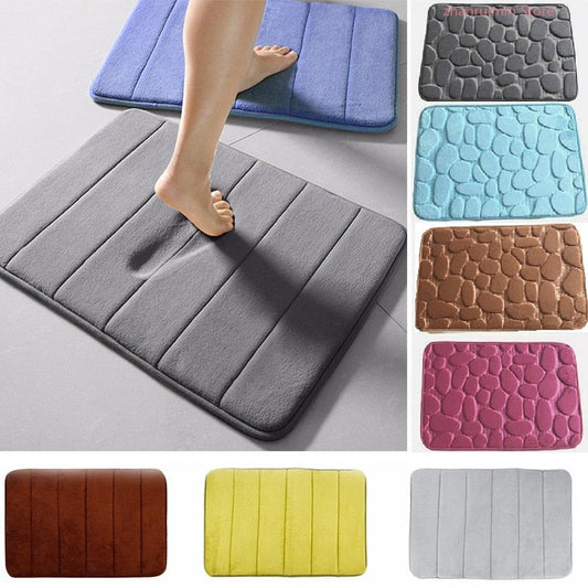 Home Bath Mat Coral Fleece Bathroom Carpet Water Absorption Non-slip Memory Foam Absorbent Washable Rug Toilet Floor Mat Shopytta