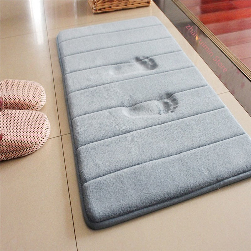 Home Bath Mat Coral Fleece Bathroom Carpet Water Absorption Non-slip Memory Foam Absorbent Washable Rug Toilet Floor Mat Shopytta