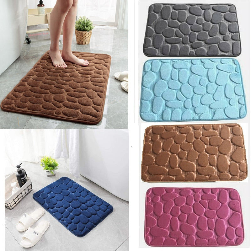 Home Bath Mat Coral Fleece Bathroom Carpet Water Absorption Non-slip Memory Foam Absorbent Washable Rug Toilet Floor Mat Shopytta