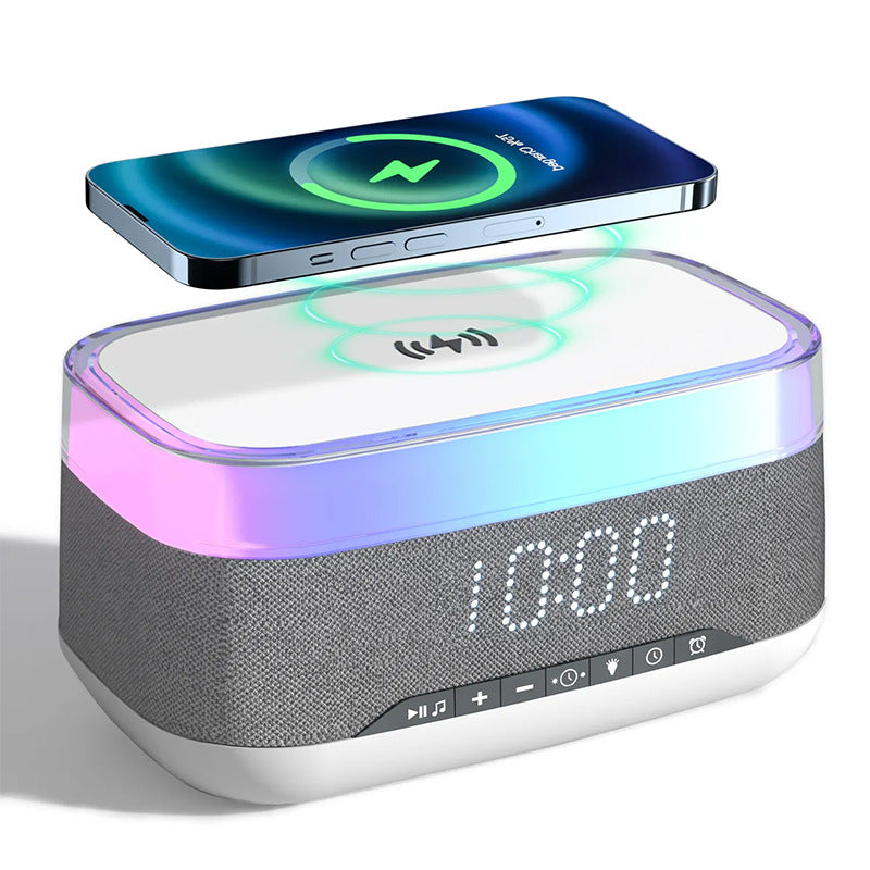 Intelligent Multifunctional Alarm Clock Bluetooth Speaker Wireless Charger Fast Charge Clock Atmosphere Night Light Home Decor Shopytta