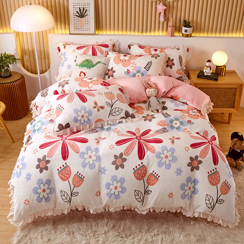 Milk Velvet Coral Fleece Double Sided Quilt Cover Shopytta