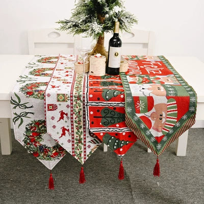 New Christmas Decoration Supplies Knitted Fabric Table Runner Creative Christmas Tablecloth Dining-Table Decoration Home Christmas Outfit