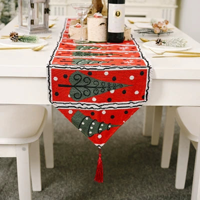 New Christmas Decoration Supplies Knitted Fabric Table Runner Creative Christmas Tablecloth Dining-Table Decoration Home Christmas Outfit