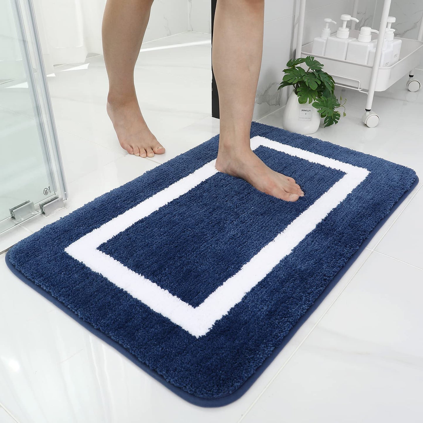 Olanly Absorbent Bath Mat Bathroom Shower Pad Non-Slip Bedroom Rug Floor Decor Soft Thick Living Room Plush Foot Carpet Doormat Shopytta