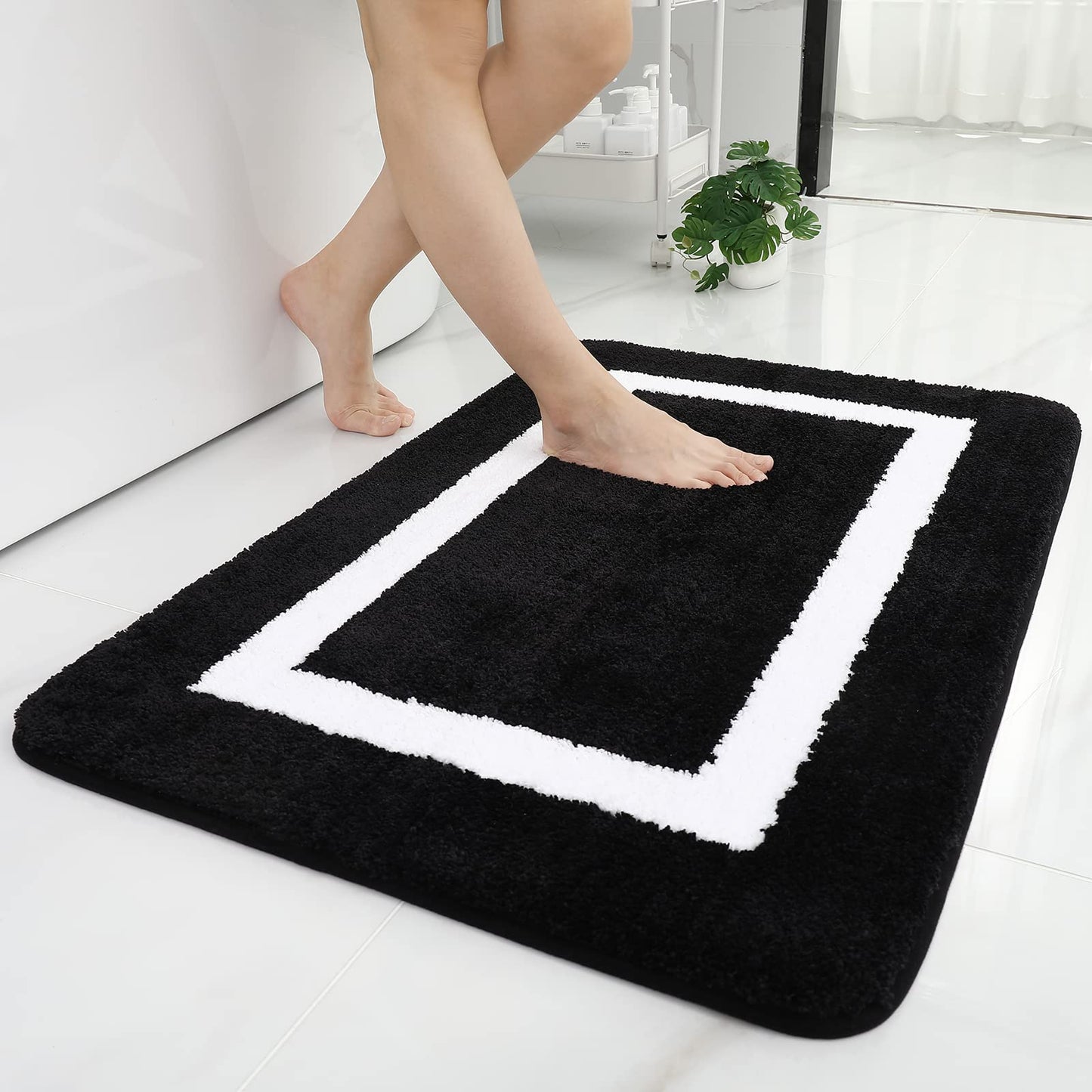 Olanly Absorbent Bath Mat Bathroom Shower Pad Non-Slip Bedroom Rug Floor Decor Soft Thick Living Room Plush Foot Carpet Doormat Shopytta