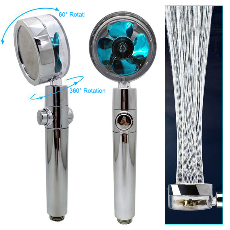 Propeller Driven Shower Head With Stop Button And Cotton Filter Turbocharged High Pressure Handheld Shower Nozzle Shopytta