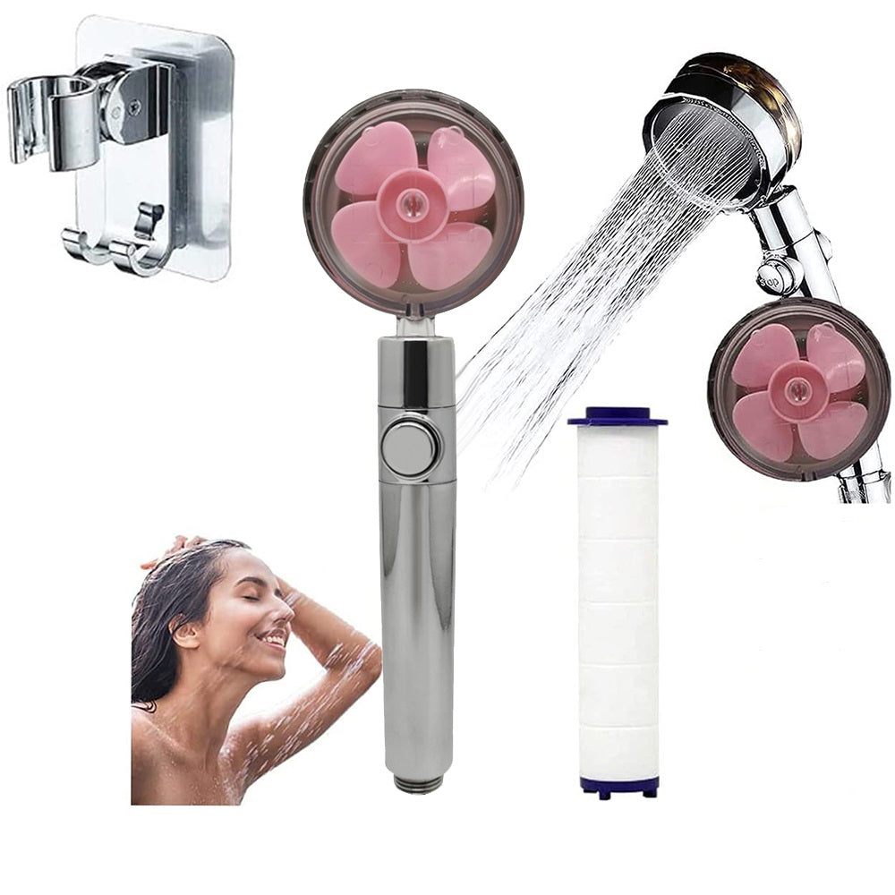 Propeller Driven Shower Head With Stop Button And Cotton Filter Turbocharged High Pressure Handheld Shower Nozzle Shopytta