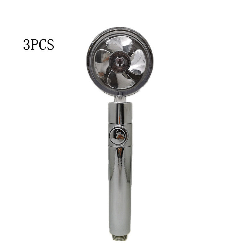 Propeller Driven Shower Head With Stop Button And Cotton Filter Turbocharged High Pressure Handheld Shower Nozzle Shopytta