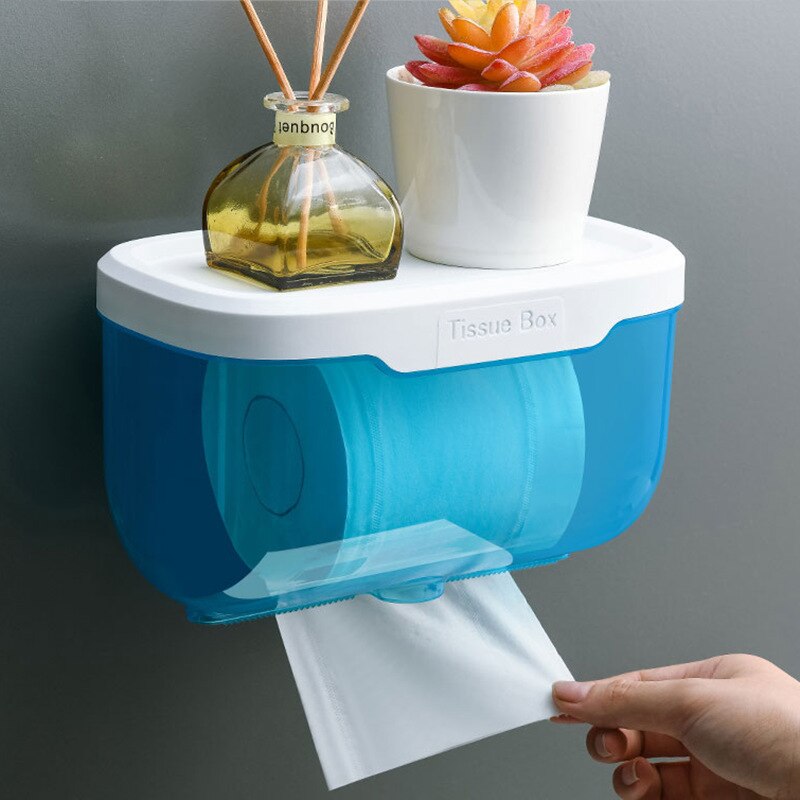 Punch-free Toilet Paper Holder Box Waterproof Storage Toilet Paper Storage Rack Paper Towel Kitchen Bathroom Storage Box Shopytta