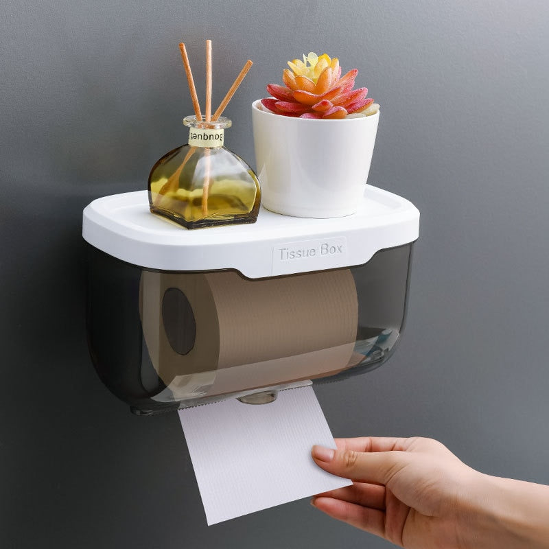 Punch-free Toilet Paper Holder Box Waterproof Storage Toilet Paper Storage Rack Paper Towel Kitchen Bathroom Storage Box Shopytta