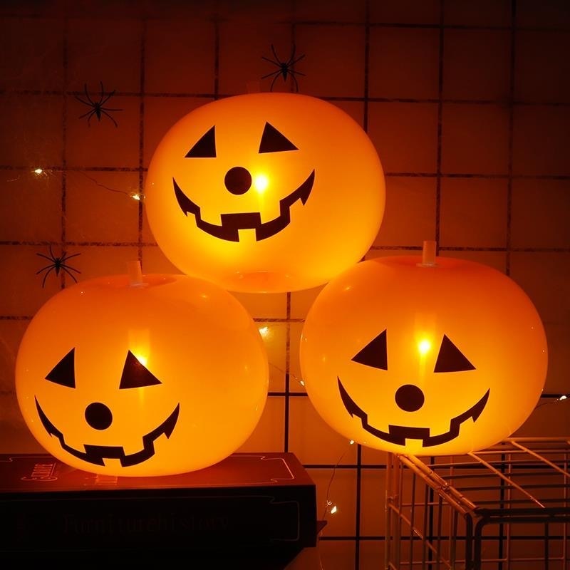 Funny LED Luminous Pumpkin Balloons Glow In The Dark Light Up Balloon Kids Favors Toys Halloween Party Decoration Props Supplies