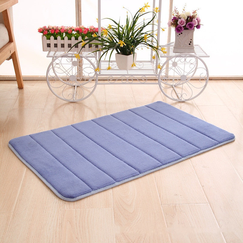 Home Bath Mat Coral Fleece Bathroom Carpet Water Absorption Non-slip Memory Foam Absorbent Washable Rug Toilet Floor Mat