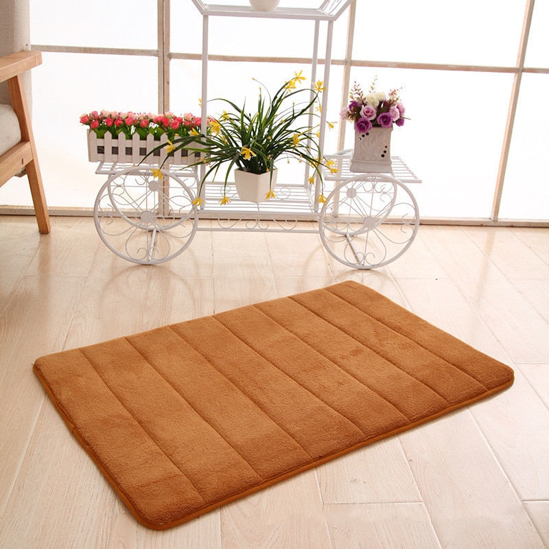 Alfombra de baño para el hogar, alfombra de lana Coral para baño, alfombra lavable absorbente de espuma viscoelástica antideslizante con absorción de agua, alfombrilla para suelo para baño