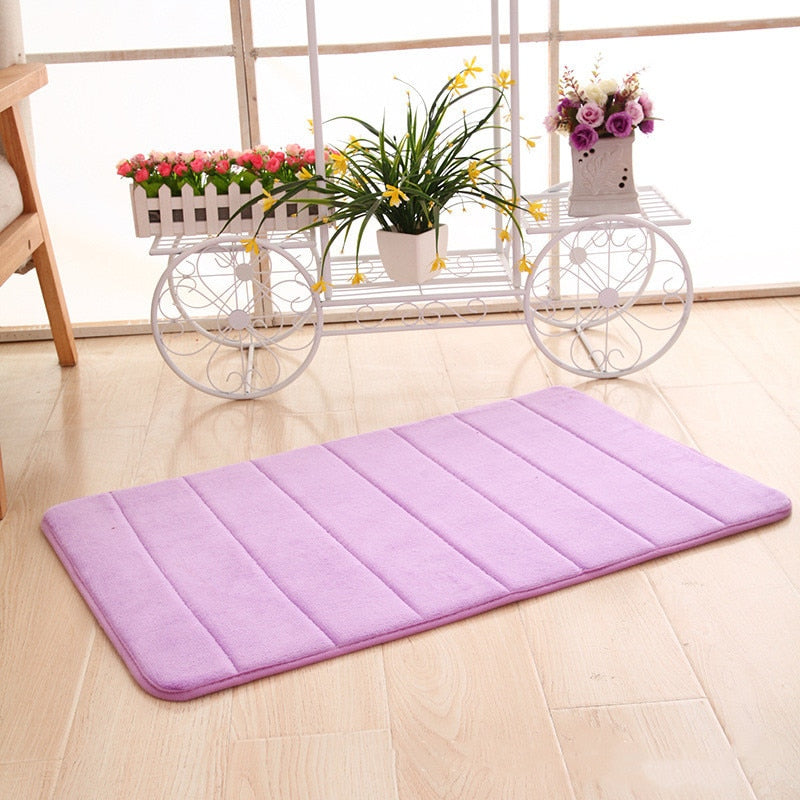 Home Bath Mat Coral Fleece Bathroom Carpet Water Absorption Non-slip Memory Foam Absorbent Washable Rug Toilet Floor Mat