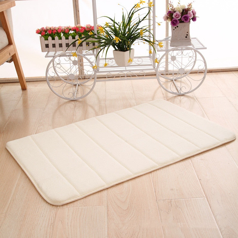 Home Bath Mat Coral Fleece Bathroom Carpet Water Absorption Non-slip Memory Foam Absorbent Washable Rug Toilet Floor Mat