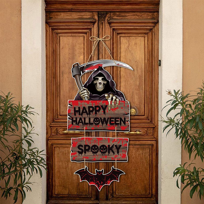 Decoración de fiesta de Halloween, calabaza de Halloween, fantasma, murciélago, colgante para puerta, colgante para puerta de truco o trato, colgante, feliz día de Halloween