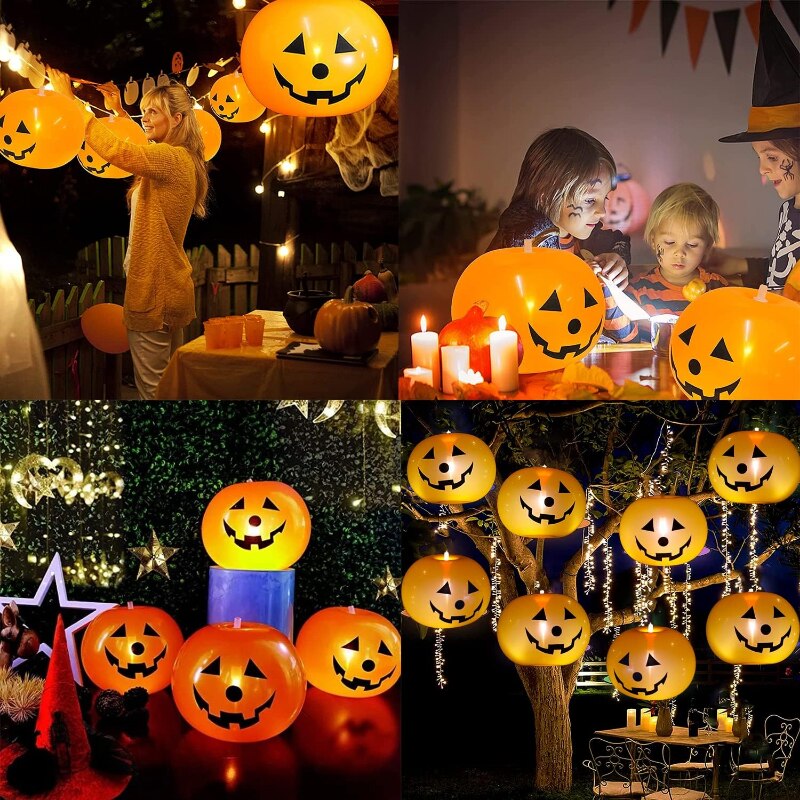 Funny LED Luminous Pumpkin Balloons Glow In The Dark Light Up Balloon Kids Favors Toys Halloween Party Decoration Props Supplies