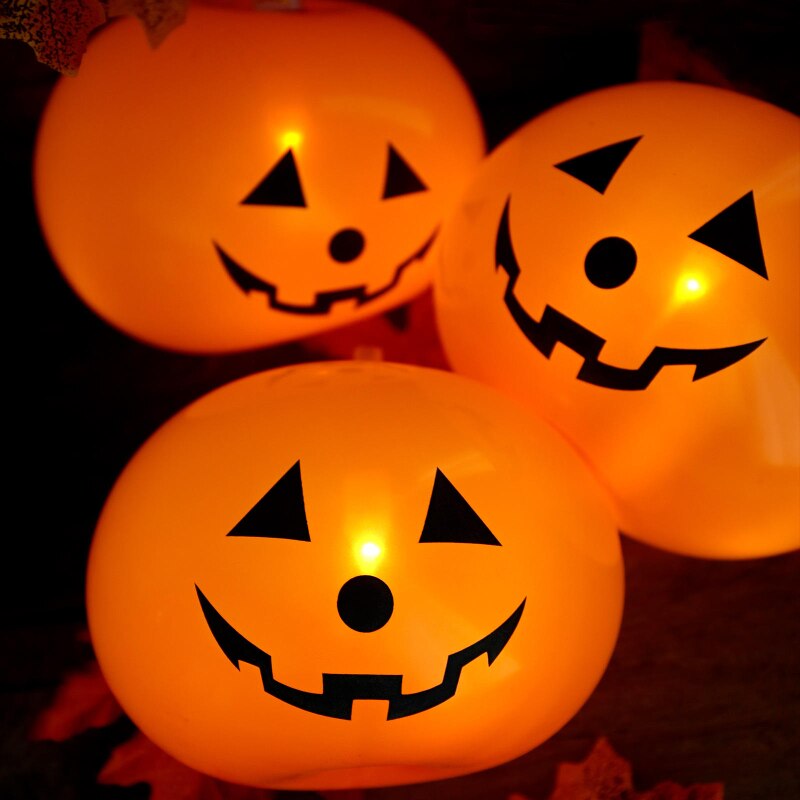 Funny LED Luminous Pumpkin Balloons Glow In The Dark Light Up Balloon Kids Favors Toys Halloween Party Decoration Props Supplies