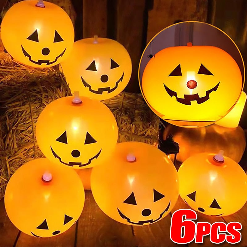 Funny LED Luminous Pumpkin Balloons Glow In The Dark Light Up Balloon Kids Favors Toys Halloween Party Decoration Props Supplies