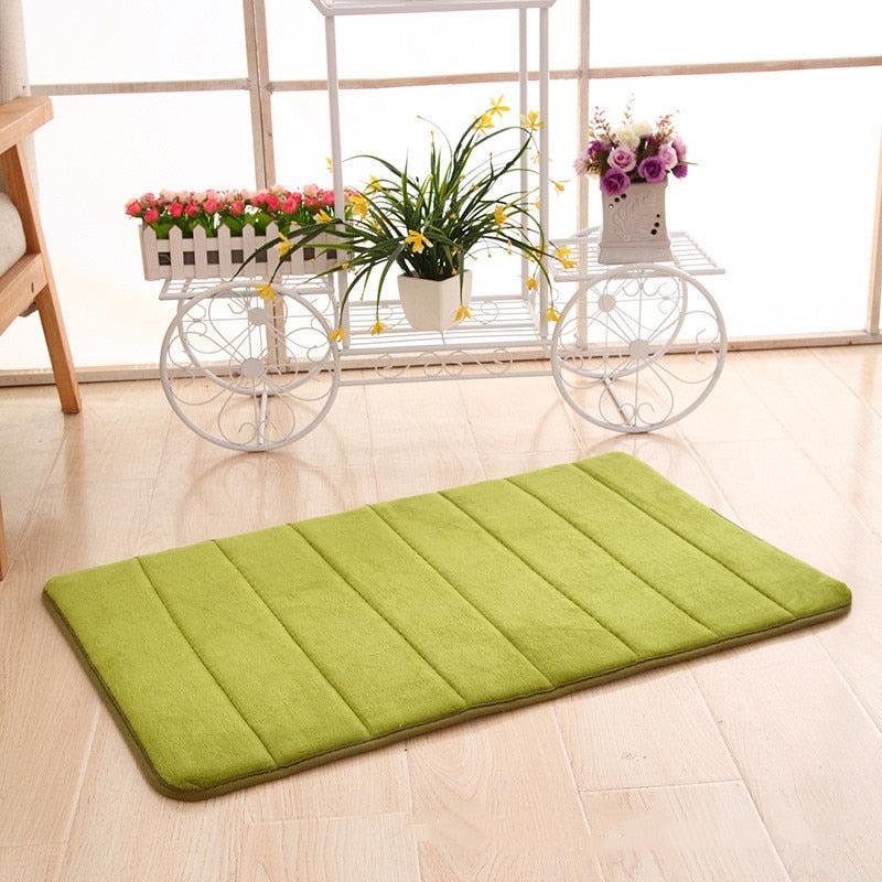 Home Bath Mat Coral Fleece Bathroom Carpet Water Absorption Non-slip Memory Foam Absorbent Washable Rug Toilet Floor Mat