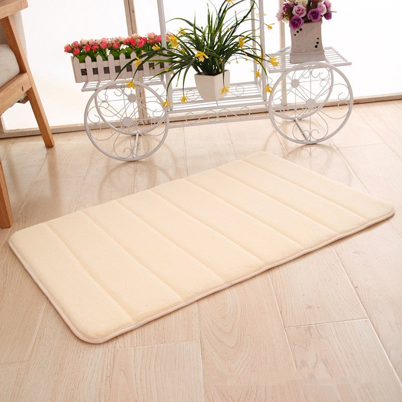 Home Bath Mat Coral Fleece Bathroom Carpet Water Absorption Non-slip Memory Foam Absorbent Washable Rug Toilet Floor Mat