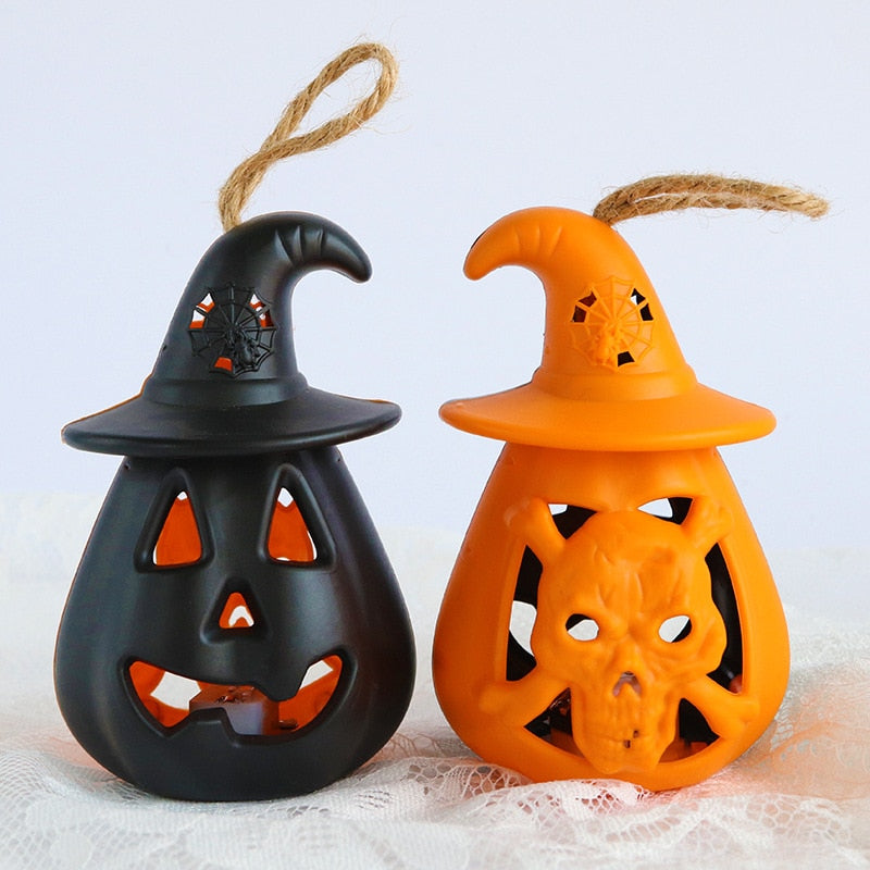 Lámpara LED de calabaza para Halloween, farol fantasma, colgante artesanal, luz de vela aterradora, decoración de Halloween para el hogar, accesorios de terror, juguete para niños