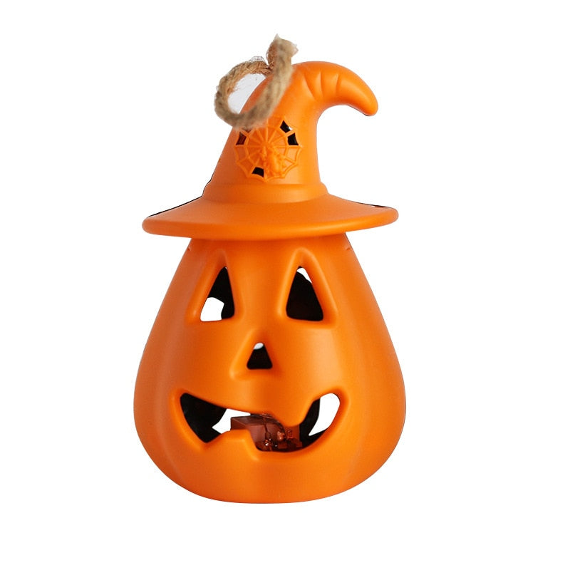 Lámpara LED de calabaza para Halloween, farol fantasma, colgante artesanal, luz de vela aterradora, decoración de Halloween para el hogar, accesorios de terror, juguete para niños