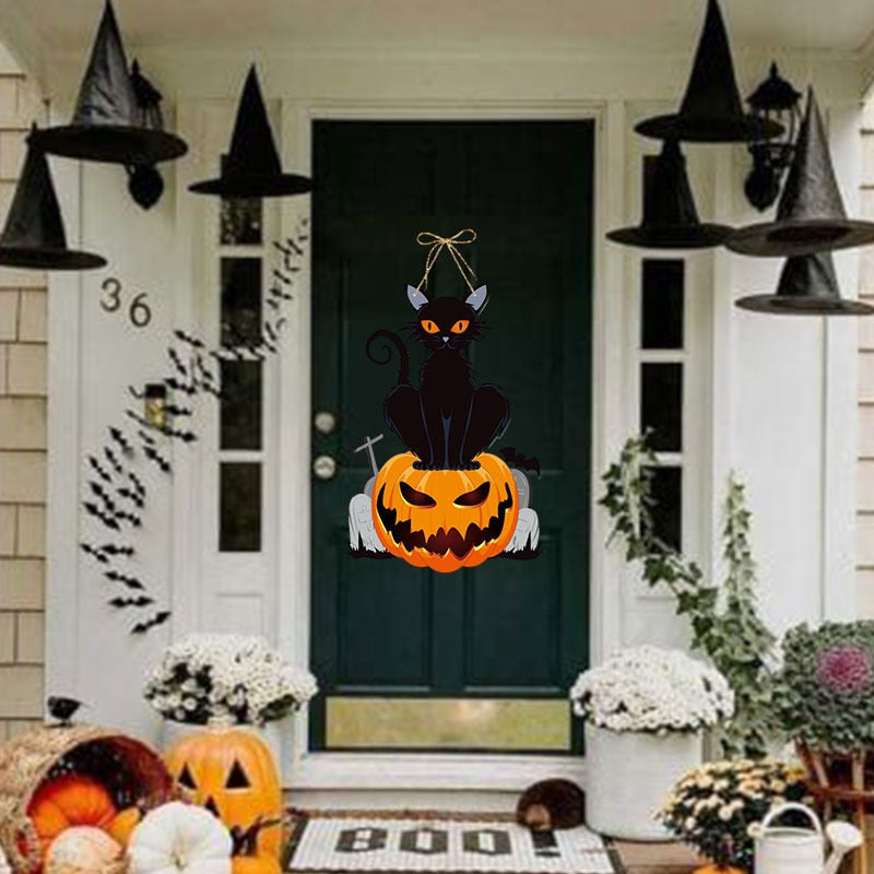 Decoración de fiesta de Halloween, calabaza de Halloween, fantasma, murciélago, colgante para puerta, colgante para puerta de truco o trato, colgante, feliz día de Halloween