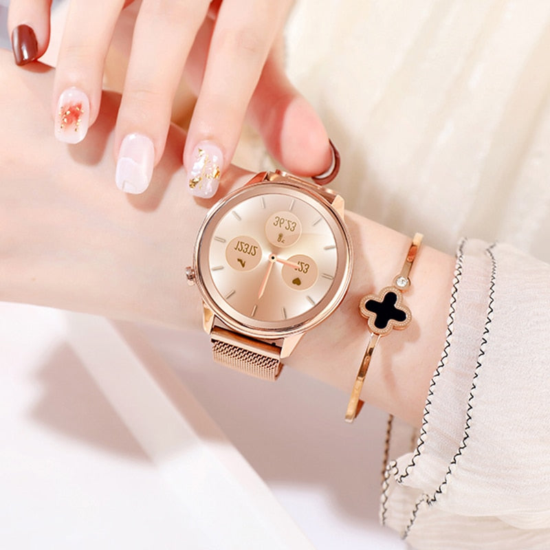 Upgrade your style and health with Smartwatch Lady: a feature-rich tracker Compatible with Xiaomi, iOS and a perfect alternative to KW20 and M4. Shopytta